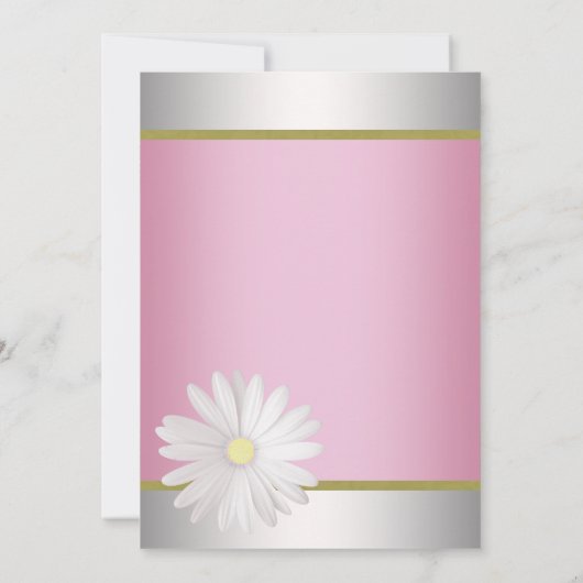 ピンクホワイトデイジーバルミツワー招待状 招待状 (裏面)