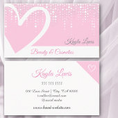 ピンクホワイトドリップキュートハート美しい化粧料 名刺