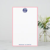 ピンクホワイトネイビーサークルモノグラムフォントDIY BG (スタンド正面)