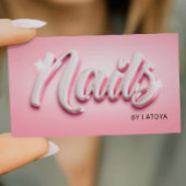 ピンクホワイトネイルアーティストマニキュリスト3D-スタイルスクリプト 名刺