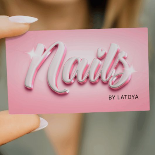 ピンクホワイトネイルアーティストマニキュリスト3D-スタイルスクリプト 名刺