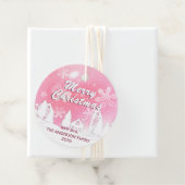 ピンクホワイトハウススノーフレーククリスマスハッピーニューイヤー フェイバータグ (インサイチュ)