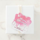 ピンクホワイトハウススノーフレーククリスマスハッピーニューイヤー フェイバータグ (インサイチュ)