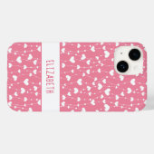 ピンクホワイトハートのモノグラム ガーリー Case-Mate iPhoneケース (裏面 (横))