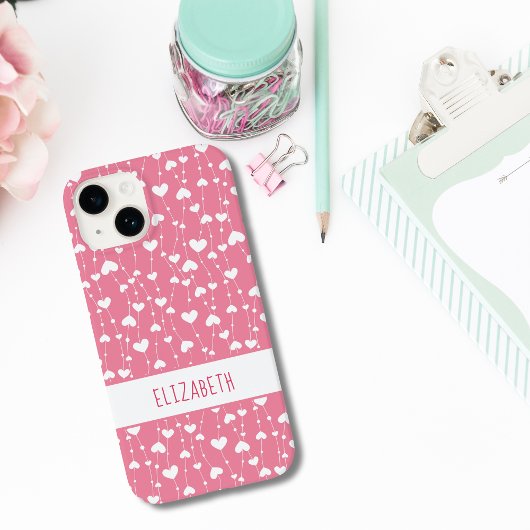 ピンクホワイトハートのモノグラム ガーリー Case-Mate iPhoneケース
