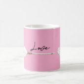 ピンクホワイトハートクラウドラブアロー コーヒーマグカップ (中央)