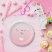 ピンクホワイトハートハッピーガレンティーヌズカスタムデイ ペーパープレート (パーティー)