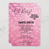 ピンクホワイトハートベビーシャワー 招待状 (正面/裏面)