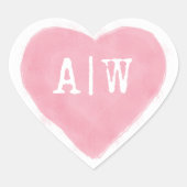 ピンクホワイトハートモノグラ結婚ム封筒用シール ハートシール (正面)