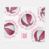 ピンクホワイトバスケットコート私の幸せな場所の女の子 フリースブランケット (正面(横))