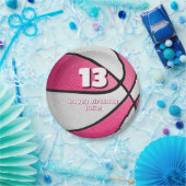 ピンクホワイトバスケットボール女子スポーツパーティー ペーパープレート (パーティー)