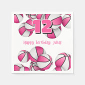 ピンクホワイトバスケット子供の誕生日パーティー スタンダードカクテルナプキン (正面)