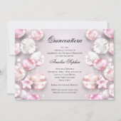 ピンクホワイトバルーンQuinceaenera 招待状 (正面)