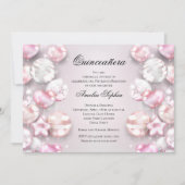 ピンクホワイトバルーンQuinceaenera 招待状 (正面)
