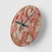 ピンクホワイトバレンタインハート,ケーキの装飾,愛 ラウンド壁時計 (傾斜)