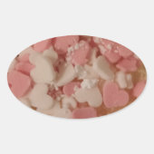 ピンクホワイトバレンタインハート,ケーキの装飾,愛 楕円形シール (正面)