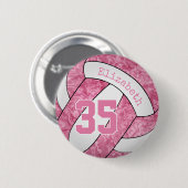 ピンクホワイトバレーボールクラブチームカラー 缶バッジ (正面&裏面)