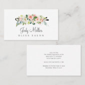 ピンクホワイトパステルフローラボビーピンヘアサロン 名刺 (正面/裏面)