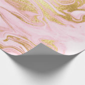 ピンクホワイトパステルマーブルシャイニーゴールデンブラシ ラッピングペーパー (角)