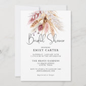 ピンクホワイトパンパスグラスブーケブライダルシャワー 招待状 (正面)