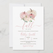 ピンクホワイトパンプキンピーチフラワーズブライダルシャワー 招待状 (正面)