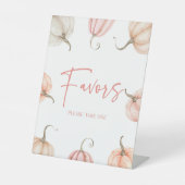 ピンクホワイトパンプキン秋秋のパーティーの好意サイン 台座サイン (正面)