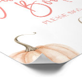 ピンクホワイトパンプキン秋秋ゲストブックサイン ポスター (角)