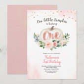 ピンクホワイトパンプキン ファーストバースデー招待状 招待状 (正面/裏面)