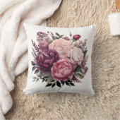 ピンクホワイトパープルバラ牡丹フローラ花 クッション (ブランケット)