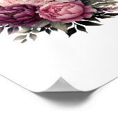 ピンクホワイトパープルバラ牡丹フローラ花 ポスター (角)