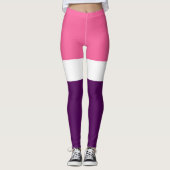 ピンクホワイトパープルプレーンカラーブロックデザイン レギンス (正面)