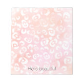 ピンクホワイトヒョウ金ゴールドグリッター ノートパッド (正面)