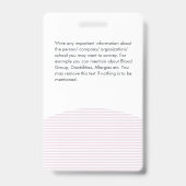 ピンクホワイトビジネスロゴ従業員の写真ストライプのID バッジ (裏面)