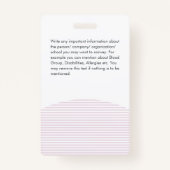 ピンクホワイトビジネスロゴ従業員の写真ストライプのID バッジ (裏面)