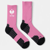 ピンクホワイトピックボールのパドルズパーソナライズされたチーム ソックス (右)