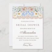 ピンクホワイトピーオンブルーアジサイブライダルシャワー 招待状 (正面)