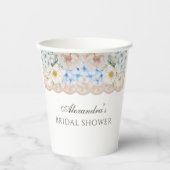 ピンクホワイトピーオンブルーアジサイブライダルシャワー 紙コップ (正面)