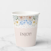 ピンクホワイトピーオンブルーアジサイブライダルシャワー 紙コップ (裏面)