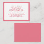 ピンクホワイトフィバー5ドルチャイルドバースデーパーティー エンクロージャーカード (正面/裏面)