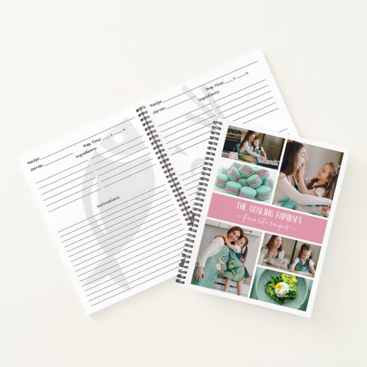 ピンクホワイトフォトコラージファミリーレシピ ノートブック (内部)