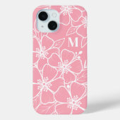 ピンクホワイトフラワーモノグラム Case-Mate iPhoneケース (裏面)