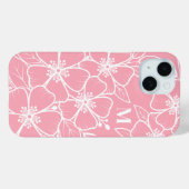 ピンクホワイトフラワーモノグラム Case-Mate iPhoneケース (裏面 (横))