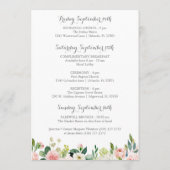 ピンクホワイトフラワー結婚ズホテルウェルカムカード プログラム (裏面)