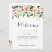 ピンクホワイトフラワー結婚ズホテルウェルカムカード プログラム (正面/裏面)