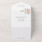ピンクホワイトフラワー結婚式招待状 オールインワン招待状 (外側)