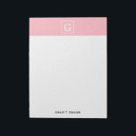 ピンクホワイトフレームイニシャルモノグラム ノートパッド<br><div class="desc">ピンクと白のフレーム付きイニシャルモノグラムスタイリッシュモノグラム、名前または他の文字のための白いフレーム付き領域を持つピンクの背景。また、文字フォントの変更、フォントのサイズと色の変更、文字の移動などを行うことができる。このもしデザインは他の色で欲しい、ちょうど私たちにメールをドロップ。2014 ©FantabulousPatterns全著作権所有</div>