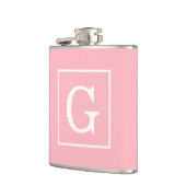 ピンクホワイトフレームイニシャルモノグラム フラスク (左)