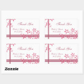 ピンクホワイトフローラありがとう結婚式の引き出物ラベル 長方形シール (シート)