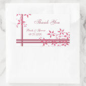 ピンクホワイトフローラありがとう結婚式の引き出物ラベル 長方形シール (バッグ)