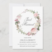 ピンクホワイトフローラたった今結婚しました 案内状 (正面)